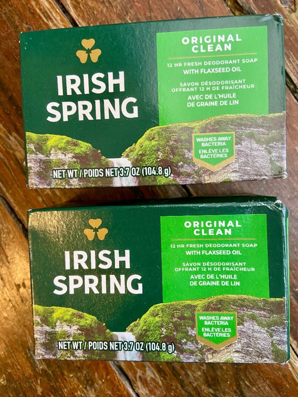 2 Bars ~ Irish Spring Original Clean Deodorant 3.7oz. Bar Soap with Flaxseed Oil